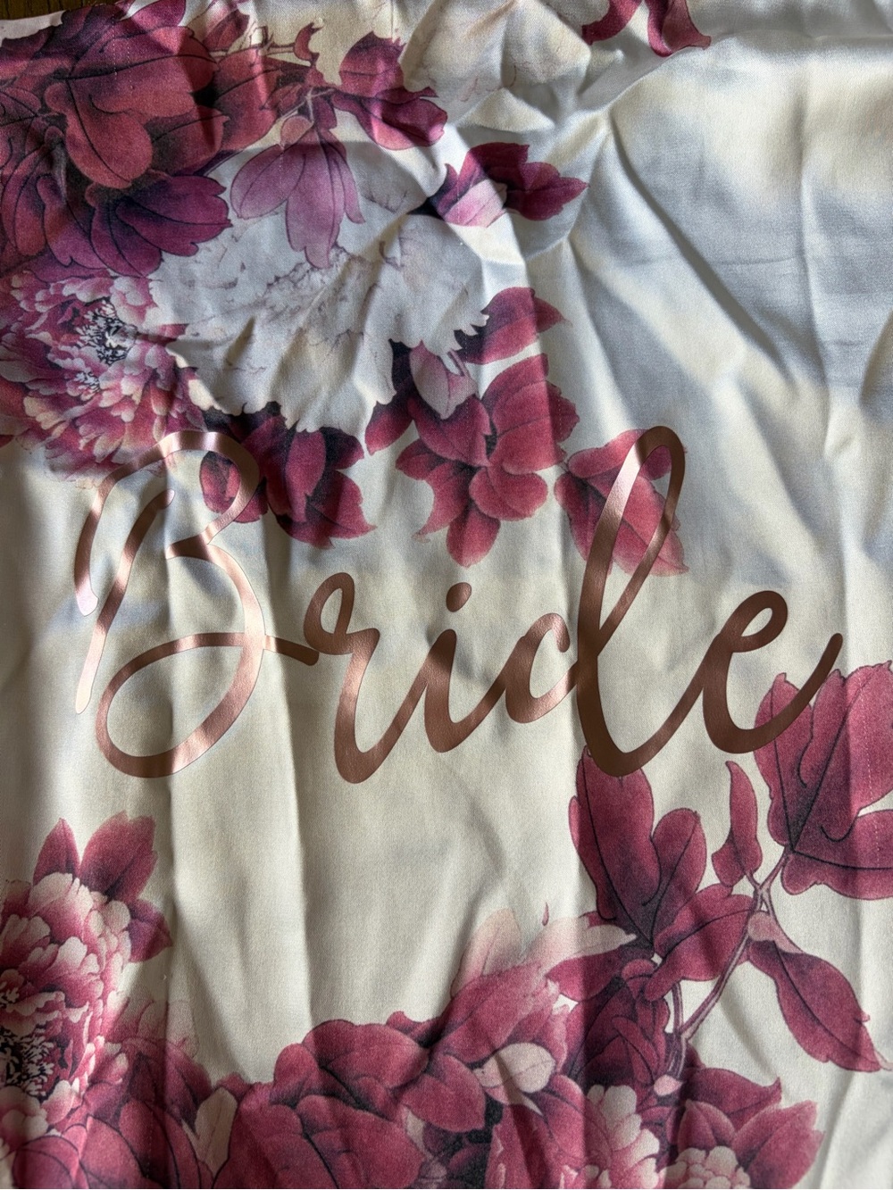 Floral Print Silky Bride Robe - Picture 4 of 6